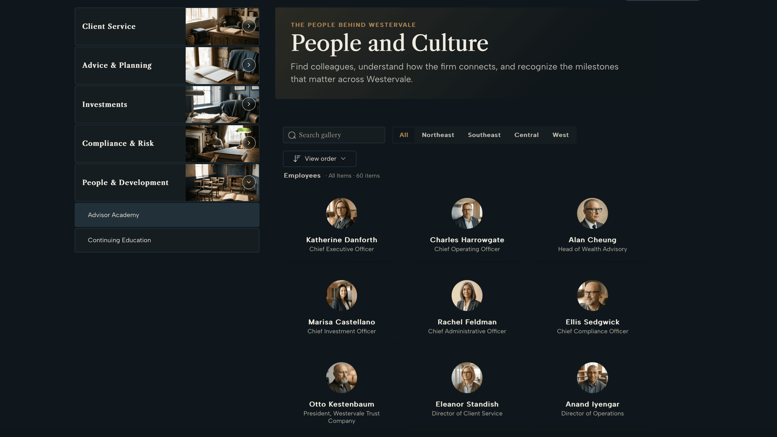 Mosaic — Masonry Gallery & Cards avatar card style rendering a filterable people wall